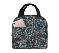 YOFIEN Bolsa para almuerzo reutilizable a prueba de fugas con aislamiento grueso y estampado de suculentas frescas