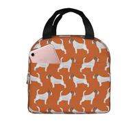 YOFIEN Bolsa para el almuerzo con aislamiento grueso y reutilizable a prueba de fugas con diseño de Jack Russell Terriers naranja y perro lindo.