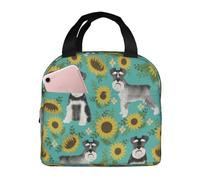 YOFIEN Bolsa para el almuerzo con aislamiento grueso y reutilizable, a prueba de fugas, con diseño de girasoles, primavera, verano y flores de raza de perro Schnauzer