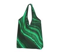 YOFIEN Bolsas de compras plegables con textura de malaquita, reutilizables y de gran capacidad.