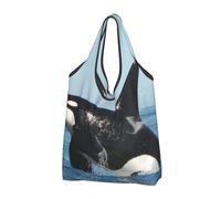 YOFIEN Bolsas de compras plegables reutilizables con estampado de orca y gran capacidad.