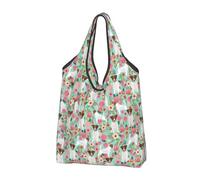 YOFIEN Bolsas de compras plegables reutilizables de gran capacidad con estampado floral de Jack Russell Terrier