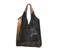 YOFIEN Bolso de mano plegable alemán Black German Shepherd Bokeh Autumn German, reutilizable, de gran capacidad.