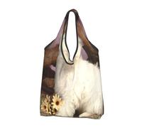 YOFIEN Bolso de mano plegable con diseño de perro adorable, reutilizable y de gran capacidad.