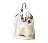 YOFIEN Chihuahua Aislado Animales Vida Silvestre Mamífero de Raza Pura Bolsa de Toga Plegable Reutilizable Bolsas de Compras de Gran Capacidad