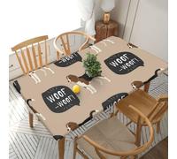 YOFIEN Cubierta de Mesa Impermeable Rectangular Woof Beagle de 1,5 m, con Borde elástico y Protector a Prueba de derrames