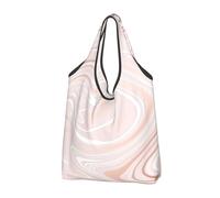 YOFIEN Delicado mármol rosa con imitación de oro rosa, bolso de mano plegable, reutilizable y de gran capacidad para compras.