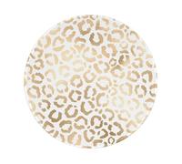 YOFIEN Elegante Alfombrilla de ratón Redonda de 8 y 8 Pulgadas con diseño de Leopardo y Guepardo Blanco y Dorado con Borde Cosido