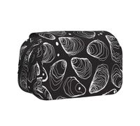 YOFIEN Estuche Grande con diseño de Perla de ostra Dibujada a Mano, con líneas Naturales, Organizador de papelería portátil de Doble Capa