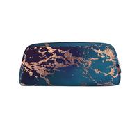 YOFIEN Estuche para lápices con decoración de mármol de Lujo en Morado Oscuro y Verde Azulado con Dorado para niñas, Organizador de bolígrafos con Cremallera.