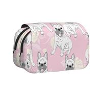 YOFIEN Estuche para lápices con diseño de Bulldog francés, Organizador de papelería portátil de Doble Capa