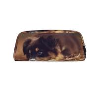 YOFIEN Estuche para lápices con diseño de Cachorro Border Collie, Color marrón, con diseño de Bokeh, para niñas, Organizador de bolígrafos y Cremallera.