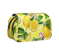 YOFIEN Estuche para lápices con diseño de Flor de limón, Organizador de papelería portátil de Doble Capa