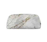 YOFIEN Estuche para lápices con diseño de mármol Blanco, Gris, Plateado, Dorado y Perlado para niñas, Organizador de bolígrafos con Cremallera.