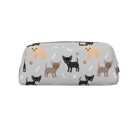 YOFIEN Estuche para lápices con diseño de Patas y Huesos de Chihuahua para niñas, Organizador de lápices con Cremallera