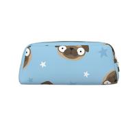 YOFIEN Estuche para lápices con diseño de Perro Carlino y Estrellas sobre Fondo Azul para niñas, Organizador de bolígrafos con Cremallera.
