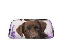 YOFIEN Estuche para lápices con diseño de Perro Labrador Retriever marrón y Lavanda para niñas, Organizador de bolígrafos con Cremallera.