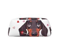 YOFIEN Estuche para lápices con diseño de Perro Salchicha, Cachorro, Amor, Flecha, para niñas, Organizador de bolígrafos con Cremallera
