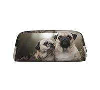 YOFIEN Estuche para lápices con diseño de Perros Pug, Madre y Cachorro, con diseño de Bokeh, para niñas, Organizador de bolígrafos y Cremallera.