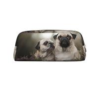 YOFIEN Estuche para lápices con diseño de Perros Pug, Madre y Cachorro, con diseño de Bokeh, para niñas, Organizador de bolígrafos y Cremallera.