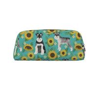 YOFIEN Estuche para lápices con diseño de Schnauzer, Girasoles, Primavera y Verano, con diseño Floral de Perro, para niñas, Organizador de bolígrafos y Estuche con Cremallera.