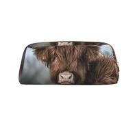 YOFIEN Estuche para lápices con diseño de Vaca de Las Tierras Altas, Estilo Fauna Escocesa, para niñas, Organizador de bolígrafos y Estuche con Cremallera