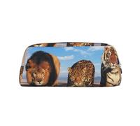 YOFIEN Estuche para lápices con Estampado de león, Leopardo y Tigre peleando por Comida para niñas, Organizador de bolígrafos con Cremallera
