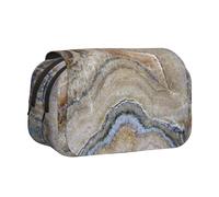 YOFIEN Estuche para lápices con Estampado de Piedra ónix Azul pálido, Organizador de papelería portátil de Doble Capa