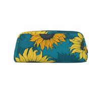 YOFIEN Estuche para lápices con Girasoles Amarillos sobre Fondo Azul para niñas, Organizador de bolígrafos con Cremallera