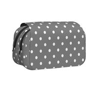 YOFIEN Estuche para lápices con Lunares Grises y Blancos, Organizador de papelería portátil de Doble Capa