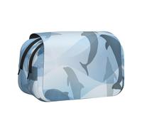 YOFIEN Estuche para lápices con Silueta de pez delfín, Organizador de papelería portátil de Doble Capa