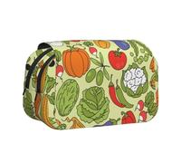 YOFIEN Estuche para lápices con Varios Patrones de Vegetales, Organizador de papelería portátil de Doble Capa