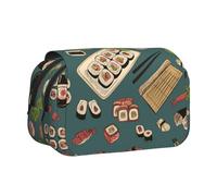 YOFIEN Estuche para lápices de Colores con diseño de Sushi y Rollos, Organizador de papelería portátil de Doble Capa