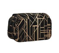 YOFIEN Estuche para lápices de Dos Lados con diseño geométrico Estilo Art déco, Organizador de papelería portátil de Doble Capa
