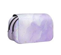 YOFIEN Estuche para lápices de mármol Morado Pastel líquido, Organizador de papelería portátil de Doble Capa