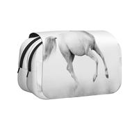 YOFIEN Estuche para lápices Ecuestre, portátil, de Doble Capa, con diseño de Caballo al Galope y Velocidad, Ideal para Llevar a Cabo en el Semental Blanco.