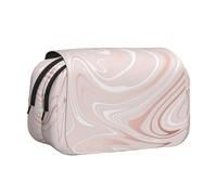 YOFIEN Estuche para lápices portátil de Doble Capa con Delicado mármol Rosa y imitación de Oro Rosa.