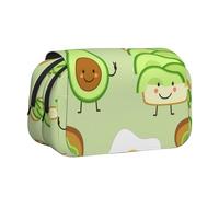 YOFIEN Estuche para lápices portátil de Doble Capa con diseño de Aguacate, Tostadas y Huevo Frito