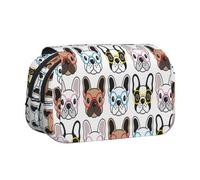 YOFIEN Estuche para lápices portátil de Doble Capa con diseño de Bulldog francés y Gafas