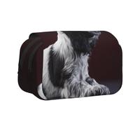 YOFIEN Estuche para lápices portátil de Doble Capa con diseño de Cachorro Cocker Spaniel Blanco y Negro