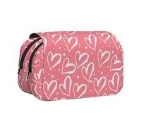 YOFIEN Estuche para lápices portátil de Doble Capa con diseño de Corazones y Elementos del día