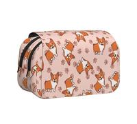 YOFIEN Estuche para lápices portátil de Doble Capa con diseño de Corgis de Dibujos Animados
