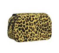 YOFIEN Estuche para lápices portátil de Doble Capa con diseño de Leopardo Amarillo Guepardo