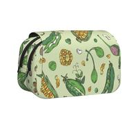 YOFIEN Estuche para lápices portátil de Doble Capa con diseño de maíz, Guisantes, vainas de Frijoles y alcaparras.