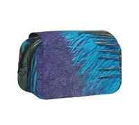 YOFIEN Estuche para lápices portátil de Doble Capa con diseño de Pavo Real Morado y Verde Azulado