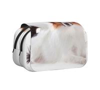 YOFIEN Estuche para lápices portátil de Doble Capa con diseño de Perro Papillon Esponjoso