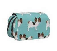 YOFIEN Estuche para lápices portátil de Doble Capa con diseño de Perro Papillon Spaniel.