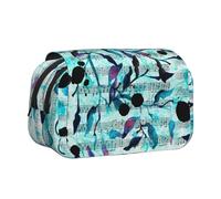 YOFIEN Estuche para lápices portátil de Doble Capa con diseño de Ramas y Hojas de música de Acuarela