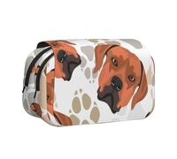 YOFIEN Estuche para lápices portátil de Doble Capa con diseño de Rhodesian Ridgeback con Amor