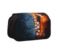 YOFIEN Estuche para lápices portátil de Doble Capa con diseño de saxofón en Fuego y Agua